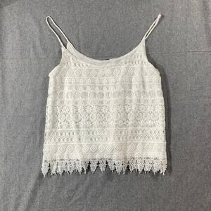 H&M Lace Tank Women Small White Color Casual Summer Top Ladies